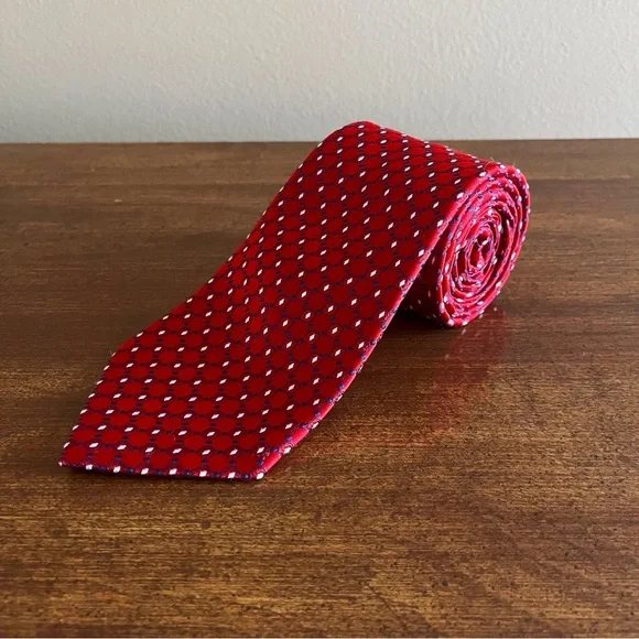Red and White Croft & Barrow Men’s Foulard Tie - Picture 2 of 5